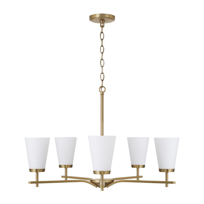 Homeplace Lighting Drake 5Lt Chandelier, Aged Brass/White Glass
