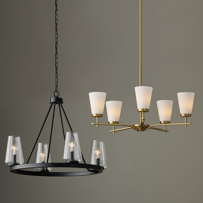 Homeplace Lighting Drake 5Lt Chandelier, Aged Brass/White Glass