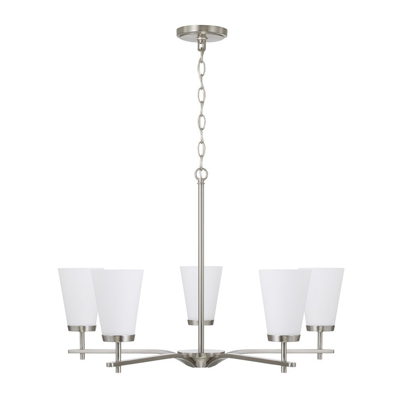 Homeplace Lighting Drake 5Lt Chandelier, Nickel/Soft White Glass