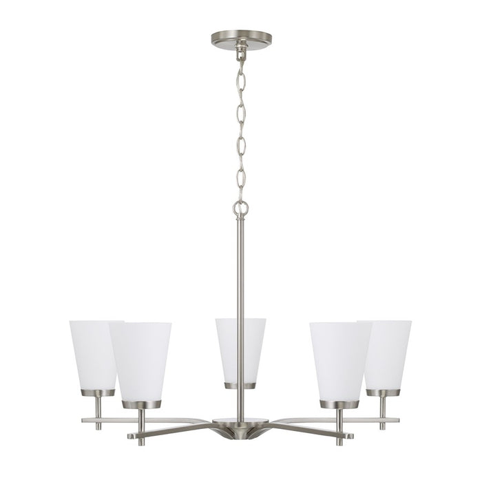 Homeplace Lighting Drake 5Lt Chandelier, Nickel/Soft White Glass - 461051BN-660
