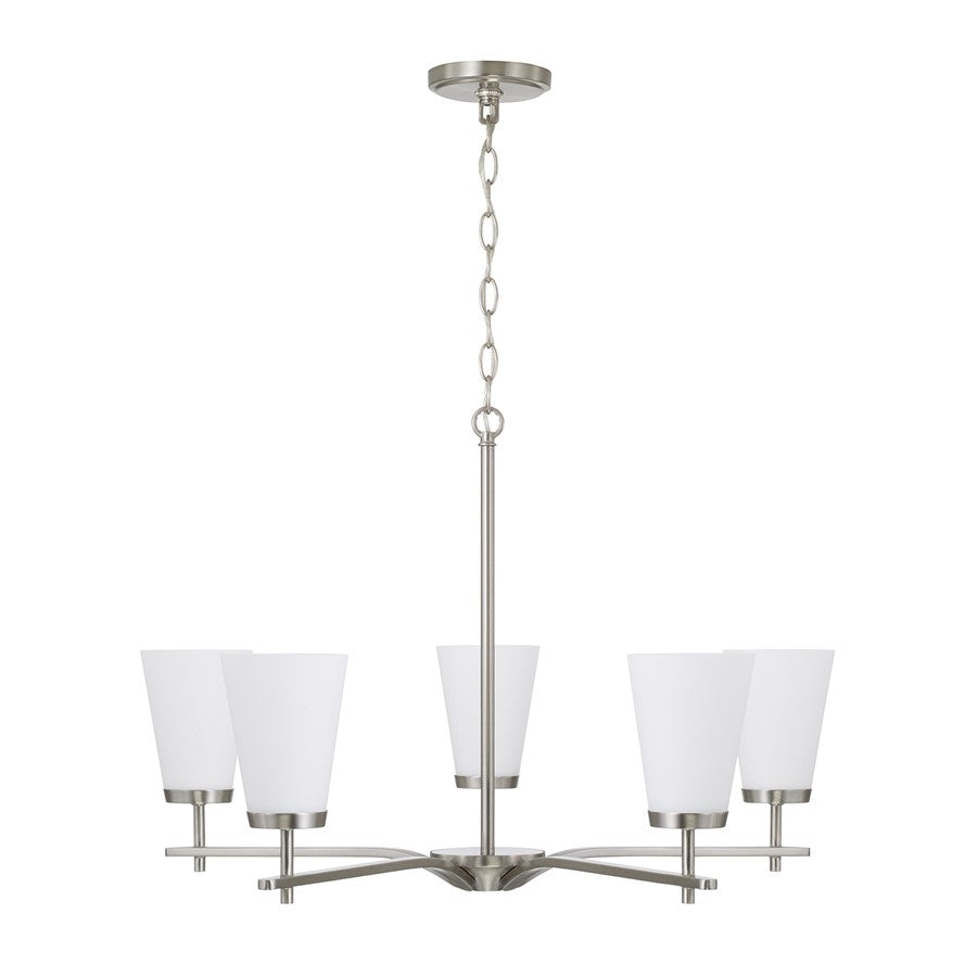 Homeplace Lighting Drake 5Lt Chandelier, Nickel/Soft White Glass - 461051BN-660