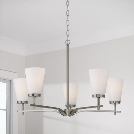 Homeplace Lighting Drake 5Lt Chandelier, Nickel/Soft White Glass