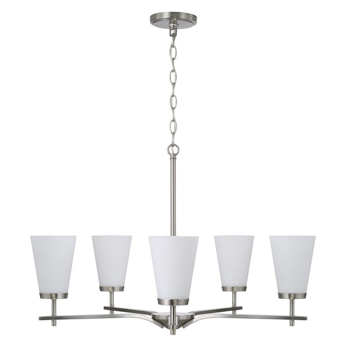 Homeplace Lighting Drake 5Lt Chandelier, Nickel/Soft White Glass