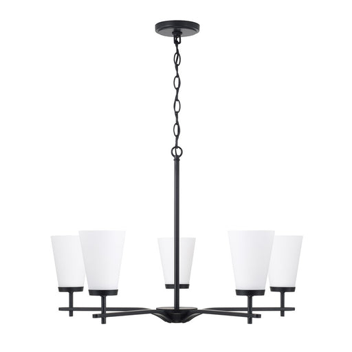 Homeplace Lighting Drake 5Lt Chandelier, Black/Soft White Glass - 461051MB-660