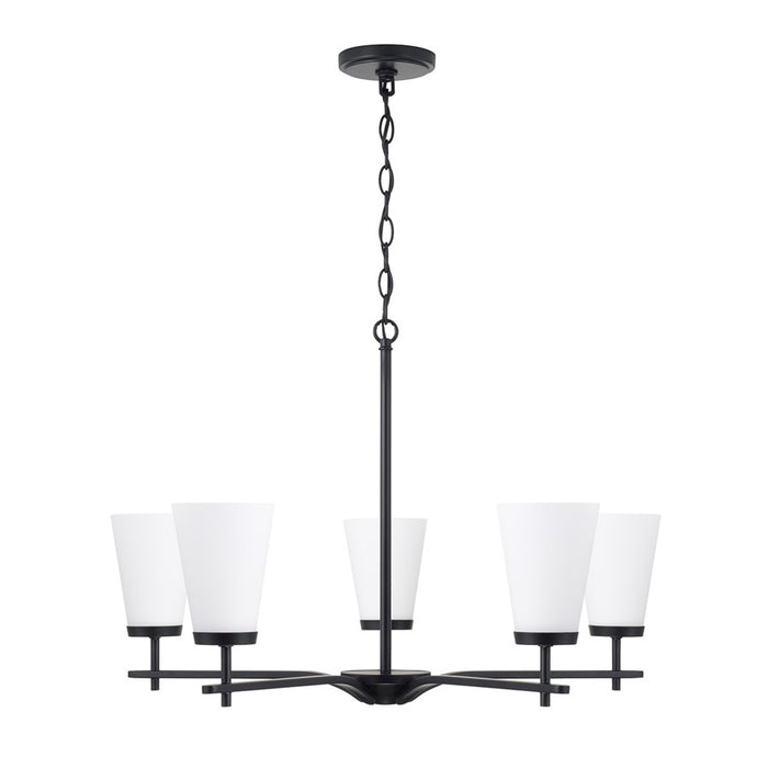 Homeplace Lighting Drake 5Lt Chandelier, Black/Soft White Glass - 461051MB-660