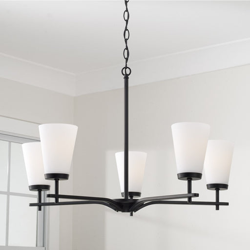 Homeplace Lighting Drake 5Lt Chandelier, Black/Soft White Glass