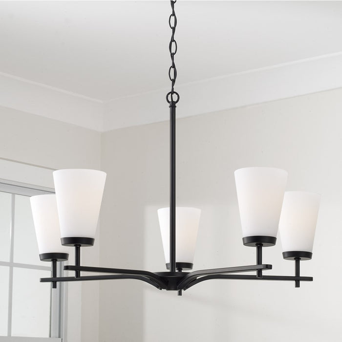 Homeplace Lighting Drake 5Lt Chandelier, Black/Soft White Glass