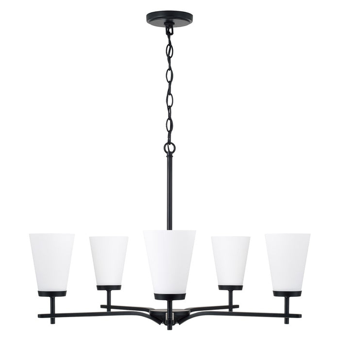 Homeplace Lighting Drake 5Lt Chandelier, Black/Soft White Glass