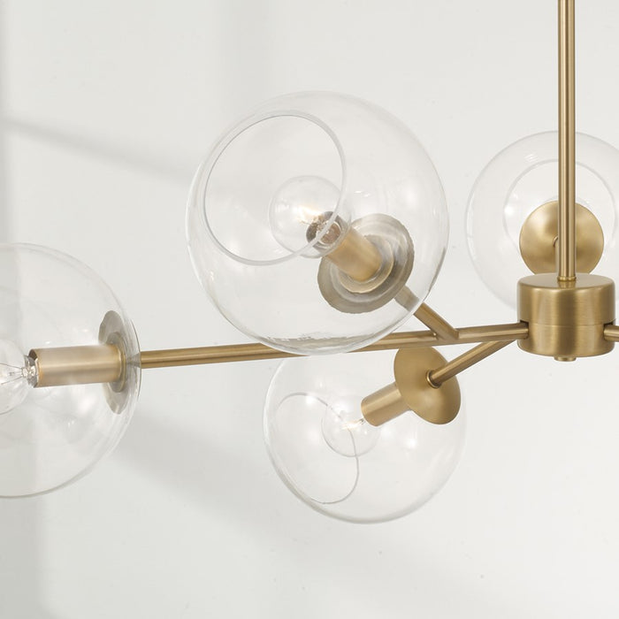 Capital Lighting Atlas 6 Light Chandelier, Aged Brass/Clear Glass