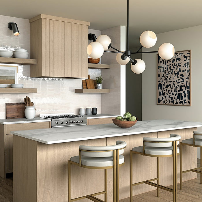 Capital Lighting Atlas 6Lt Chandelier, Black/Soft White Glass