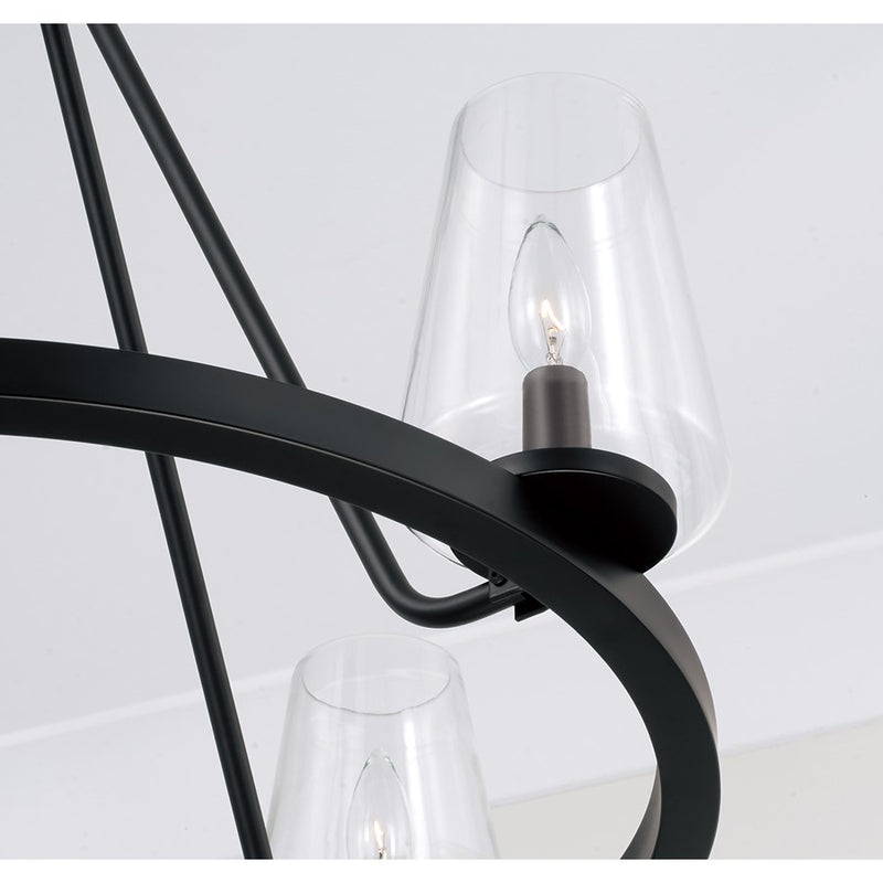 Homeplace Lighting Aaron 4Lt Chandelier, Matte Black/Clear Glass