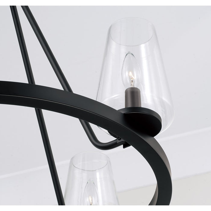 Homeplace Lighting Aaron 4Lt Chandelier, Matte Black/Clear Glass