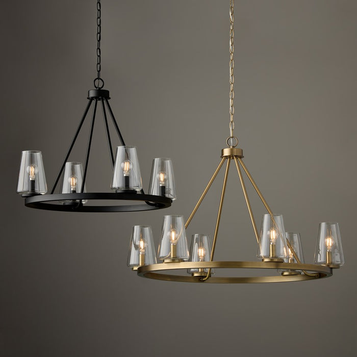 Homeplace Lighting Aaron 4Lt Chandelier, Matte Black/Clear Glass