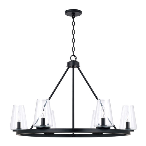 Homeplace Lighting Aaron 6Lt Chandelier, Matte Black/Clear Glass - 461961MB-662