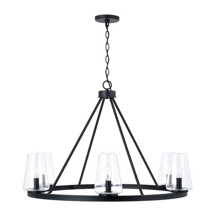 Homeplace Lighting Aaron 6Lt Chandelier, Matte Black/Clear Glass