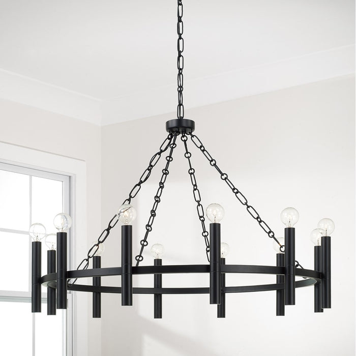 Capital Lighting Winton 12 Light Chandelier, Matte Black