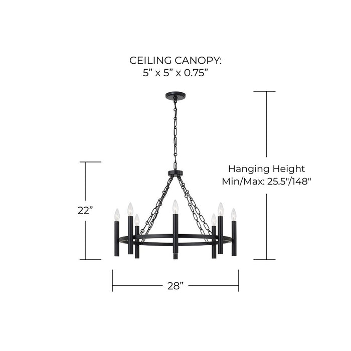 Capital Lighting Winton 8 Light Chandelier, Matte Black
