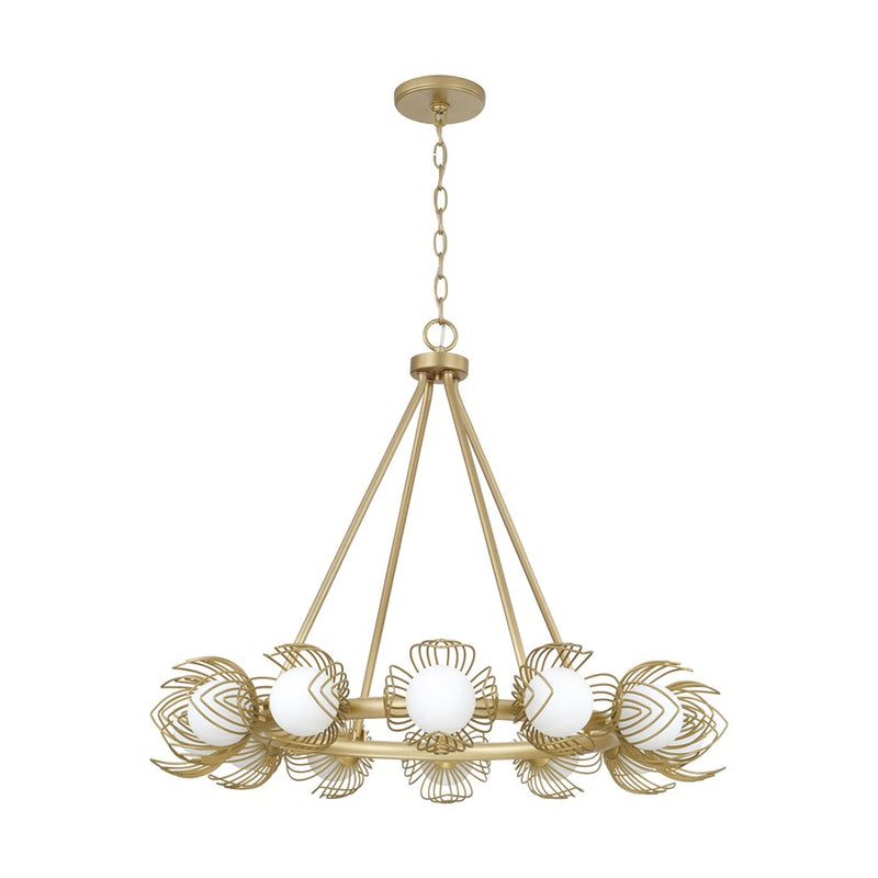 Capital Lighting Flora 12Lt Chandelier, Gold/White Glass Globes