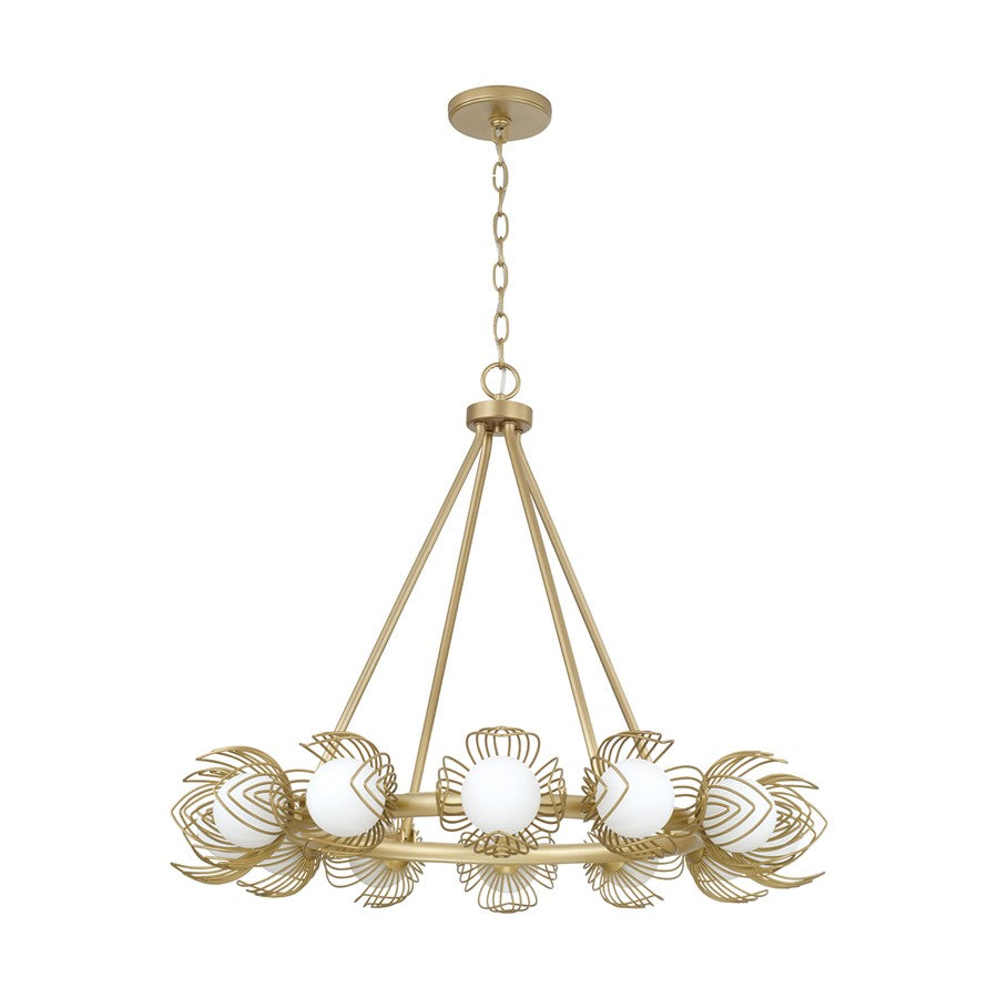 Capital Lighting Flora 12Lt Chandelier, Gold/White Glass Globes - 462101GF