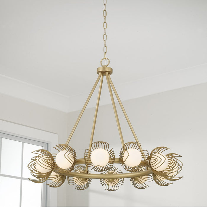 Capital Lighting Flora 12Lt Chandelier, Gold/White Glass Globes