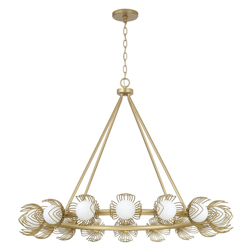 Capital Lighting Flora 16Lt Chandelier, Gold/White Glass Globes