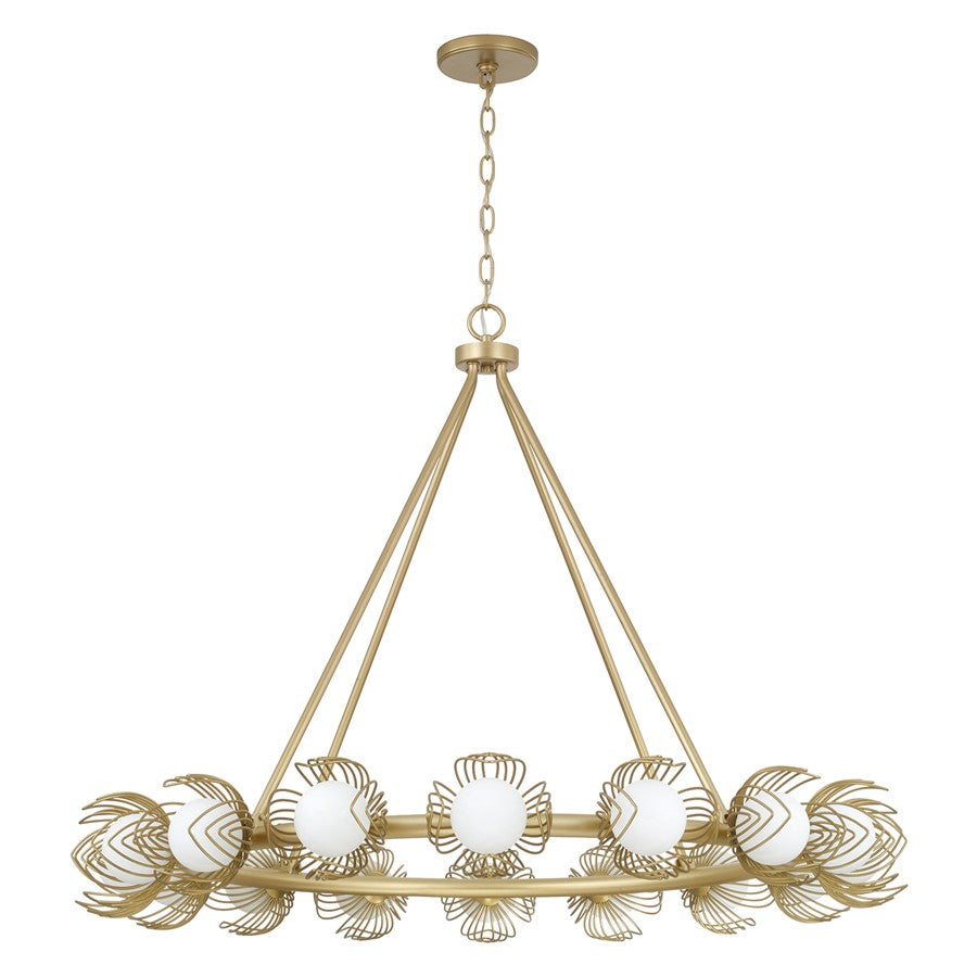 Capital Lighting Flora 16Lt Chandelier, Gold/White Glass Globes - 462102GF