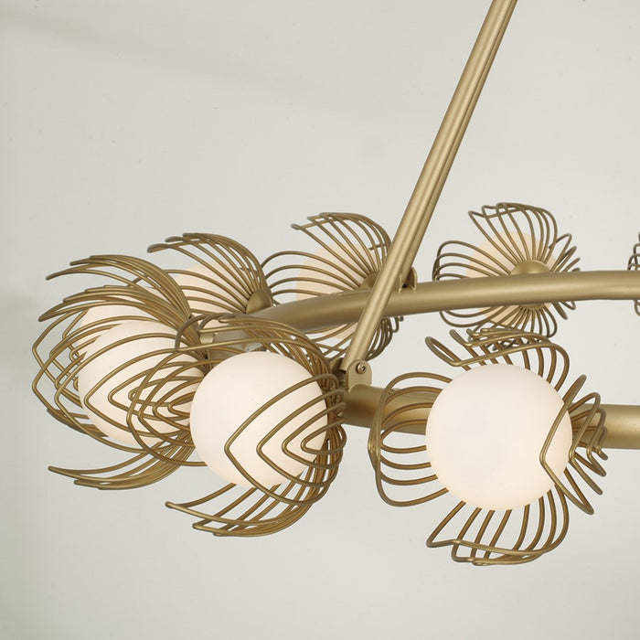 Capital Lighting Flora 16Lt Chandelier, Gold/White Glass Globes