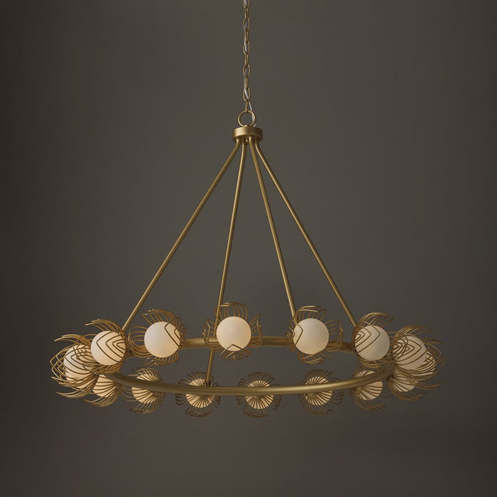 Capital Lighting Flora 16Lt Chandelier, Gold/White Glass Globes