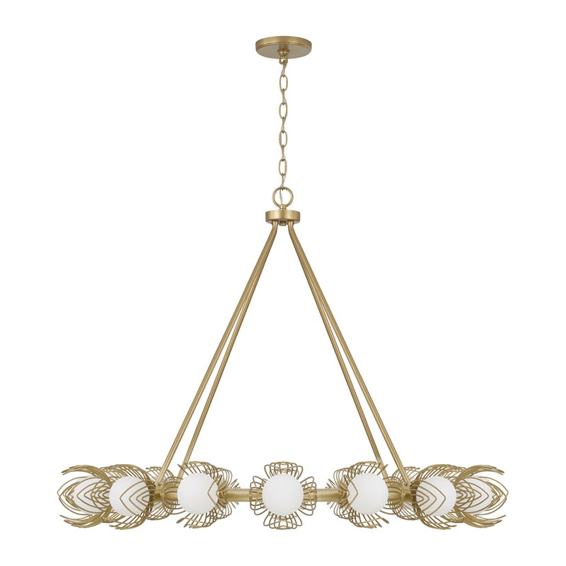 Capital Lighting Flora 16Lt Chandelier, Gold/White Glass Globes
