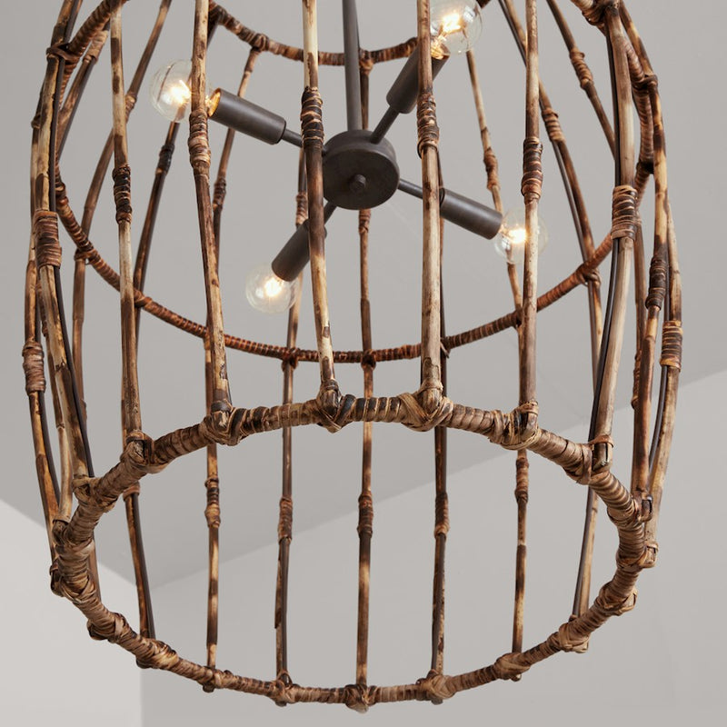 Capital Lighting Sanibel 4 Light Foyer, Blazed Rattan/Nordic Grey