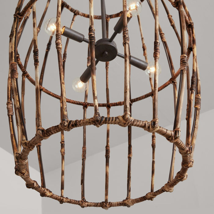Capital Lighting Sanibel 4 Light Foyer, Blazed Rattan/Nordic Grey