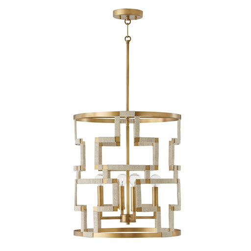 Capital Lighting Hala 4 Light Foyer, Bleached Natural Jute/Brass