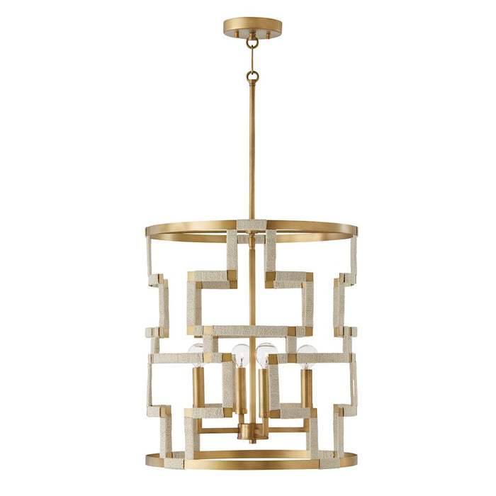 Capital Lighting Hala 4 Light Foyer, Bleached Natural Jute/Brass