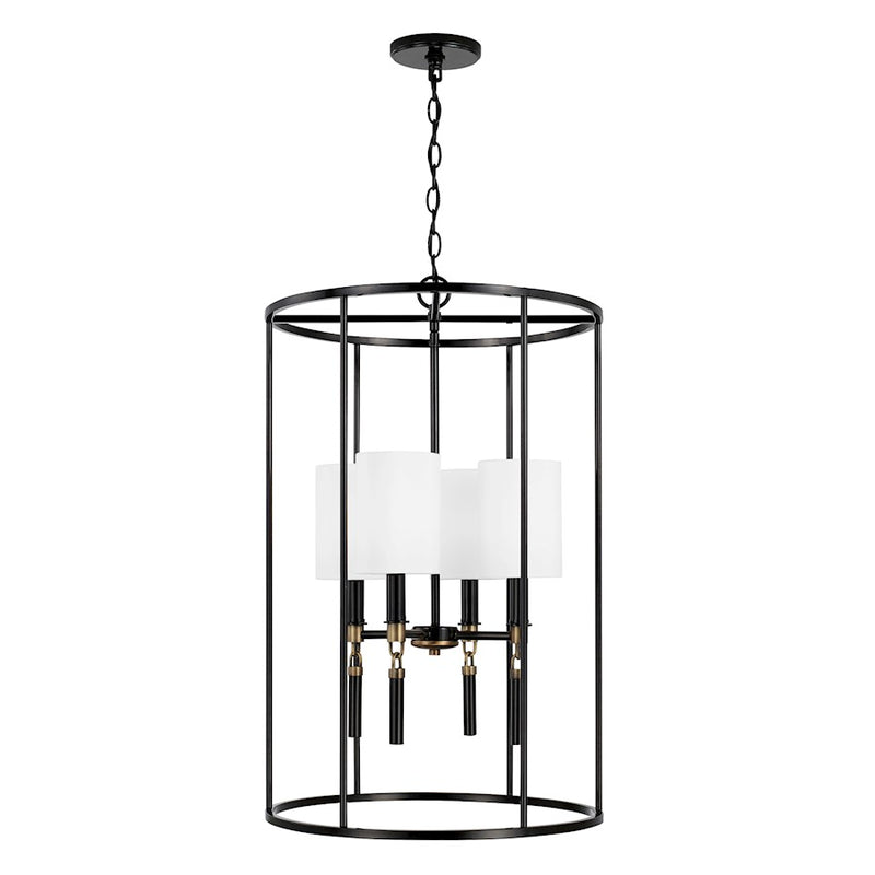 Capital Lighting Beckham 4 Light Foyer, Glossy Black/Aged Brass