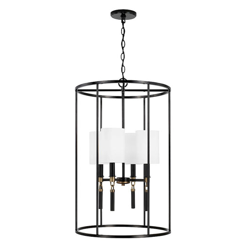 Capital Lighting Beckham 4 Light Foyer, Glossy Black/Aged Brass