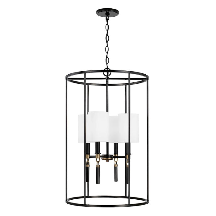 Capital Lighting Beckham 4 Light Foyer, Glossy Black/Aged Brass