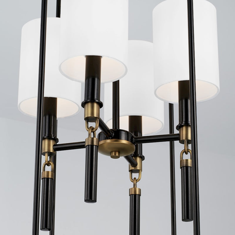 Capital Lighting Beckham 4 Light Foyer, Glossy Black/Aged Brass