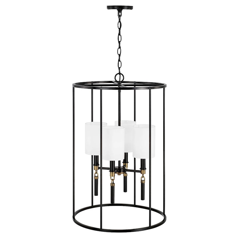 Capital Lighting Beckham 4 Light Foyer, Glossy Black/Aged Brass