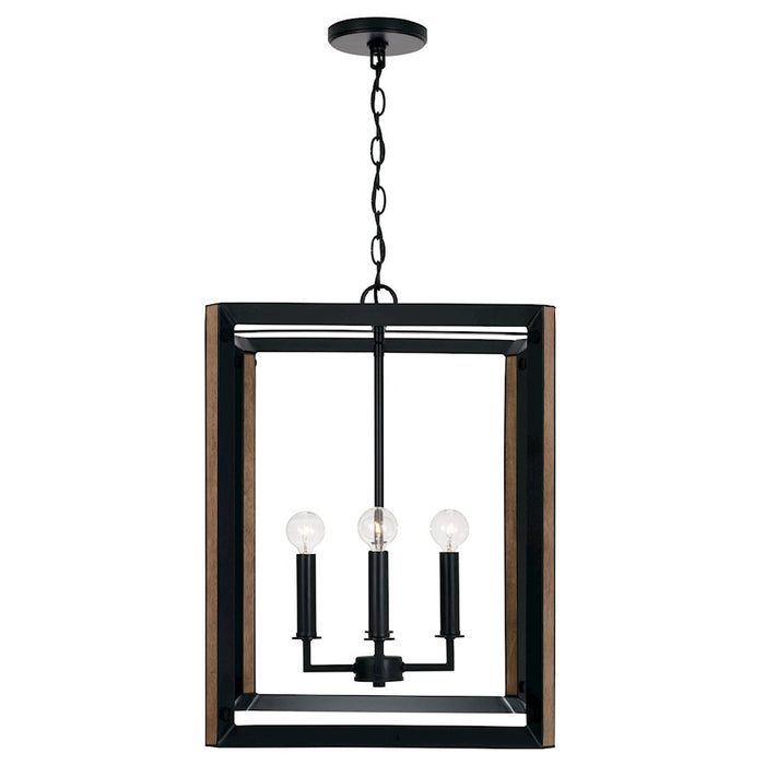 Capital Lighting Rowe 4 Light Foyer, Matte Black/Brown Wood