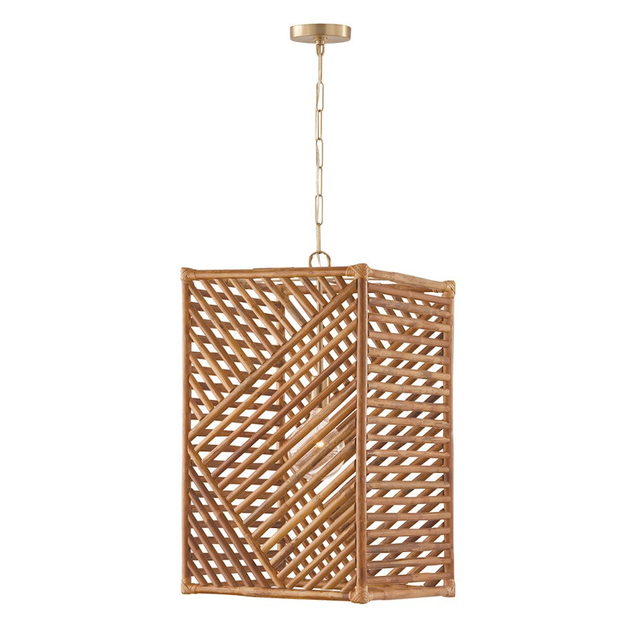 Capital Lighting Soleil 1 Light Foyer Pendant, Brass/Natural