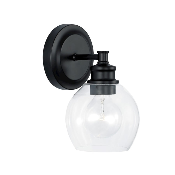 Capital Lighting Mid Century 1 Light Sconce in Matte Black/Clear