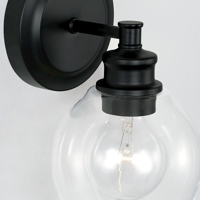 Capital Lighting Mid Century 1 Light Sconce in Matte Black/Clear