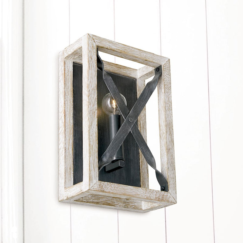 Capital Lighting Remi 1-Light Sconce, Brushed White Wash Nordic Iron