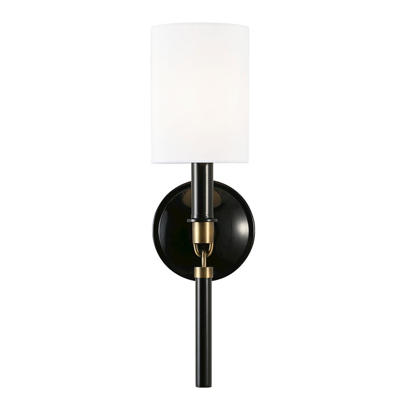 Capital Lighting Beckham 1 Light Sconce, Glossy Black/Brass