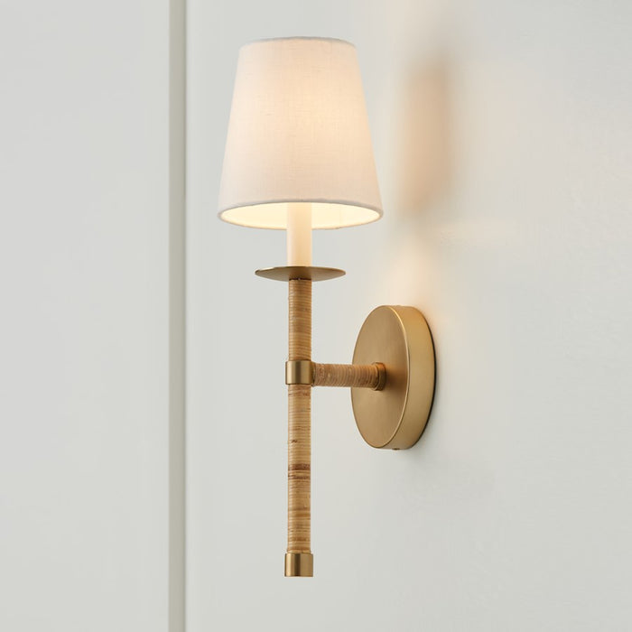 Capital Lighting Tulum 1 Light Wall Sconce, Brass/Natural