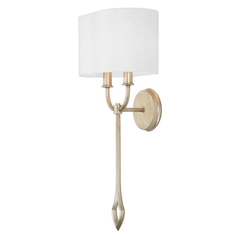 Capital Lighting Claire 2 Light Wall Sconce, Brushed Champagne/White