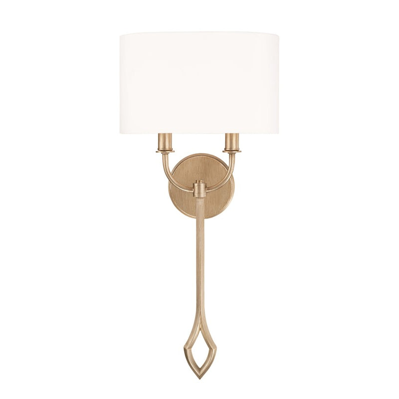 Capital Lighting Claire 2 Light Wall Sconce, Brushed Champagne/White