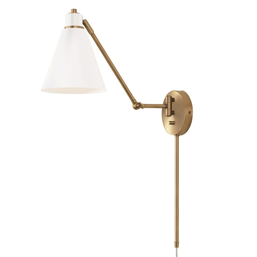 Capital Lighting Bradley 1 Light Wall Sconce, Aged Brass