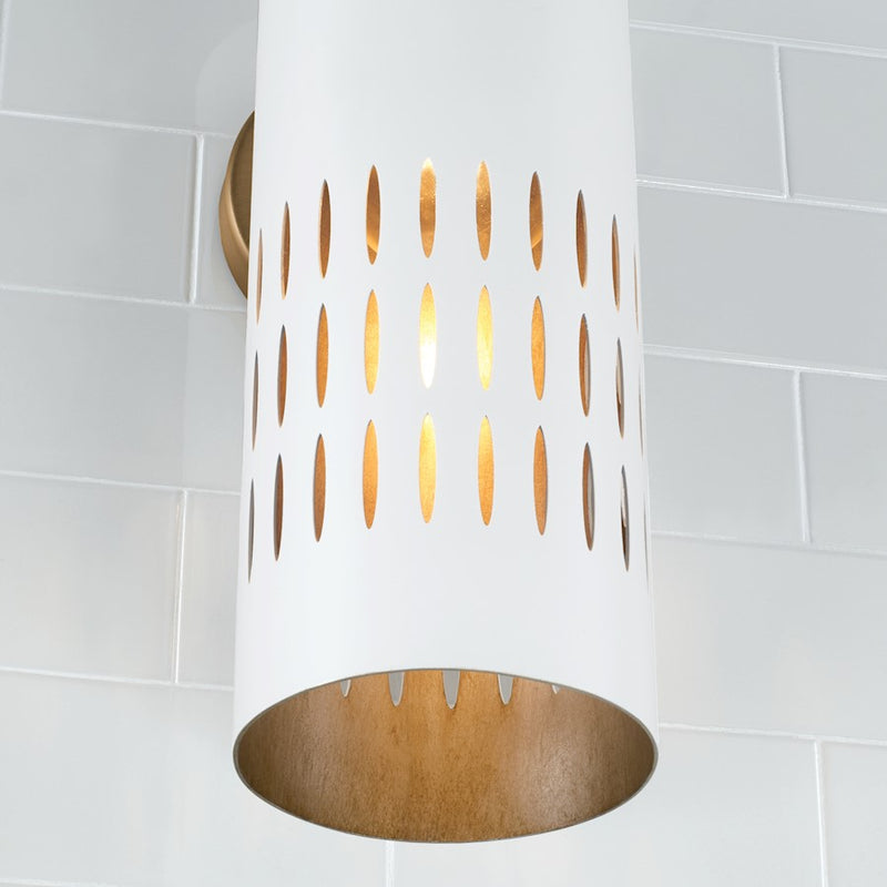 Capital Lighting Dash 1 Light Wall Sconce, Aged Brass/White