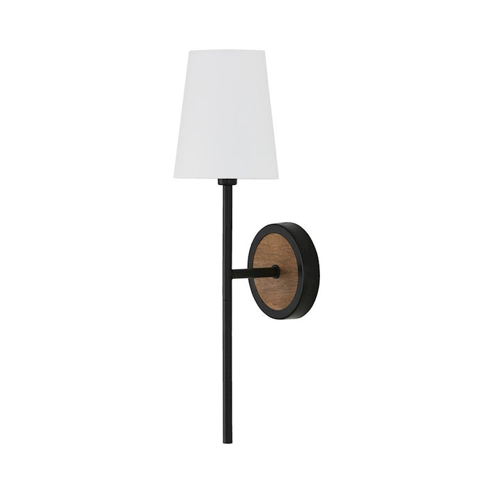 Capital Lighting Jonah 1 Sconce, Wood/Black/White Fabric